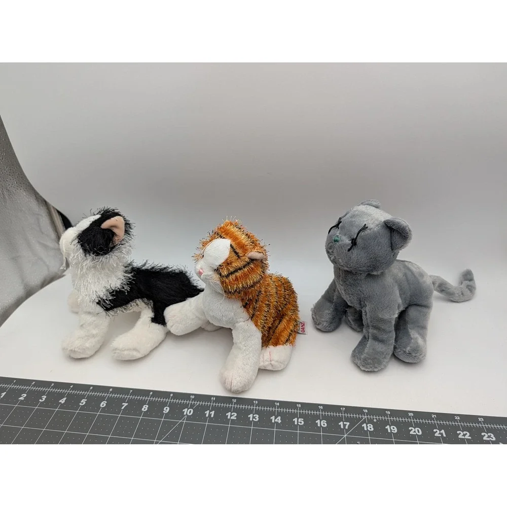 Ganz Webkinz Cat Plush Lot Black White Striped Alley Charcoal‎ HM016 HM042 HM152